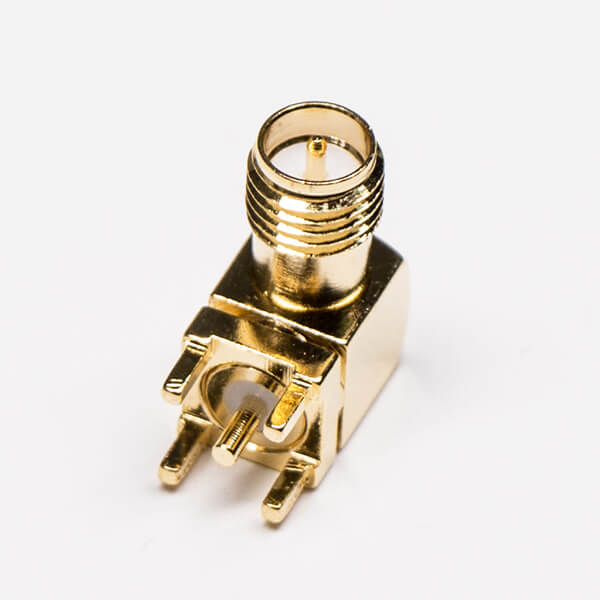 3-1 sma反極母頭公針鍍金彎式插孔接PCB板